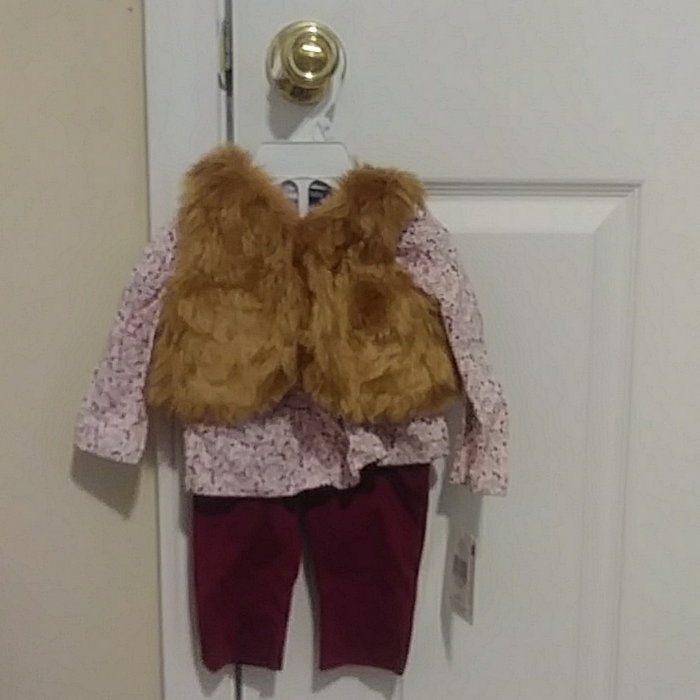 Cranberry red 3 piece flower pattern outfit
